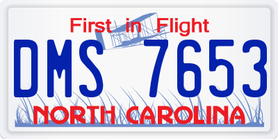 NC license plate DMS7653