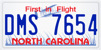 NC license plate DMS7654