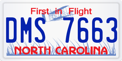 NC license plate DMS7663