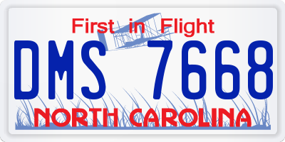 NC license plate DMS7668