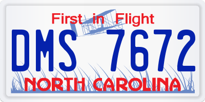 NC license plate DMS7672