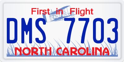 NC license plate DMS7703