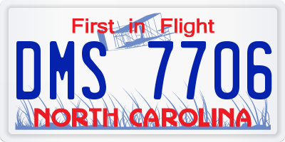 NC license plate DMS7706