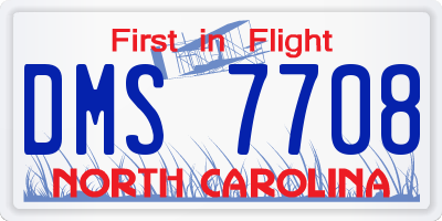 NC license plate DMS7708