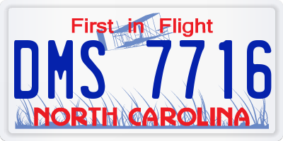 NC license plate DMS7716