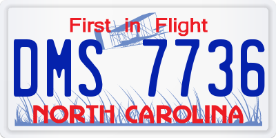 NC license plate DMS7736