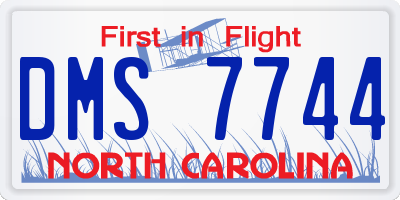 NC license plate DMS7744