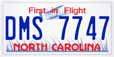 NC license plate DMS7747