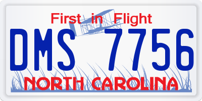 NC license plate DMS7756