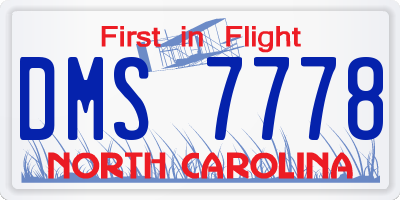 NC license plate DMS7778