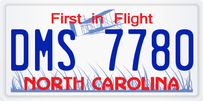 NC license plate DMS7780