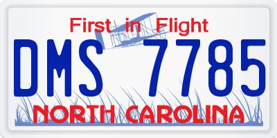 NC license plate DMS7785