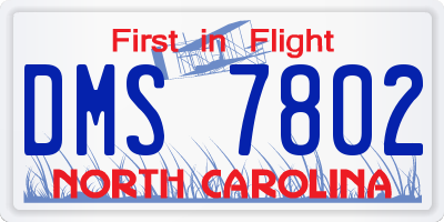 NC license plate DMS7802