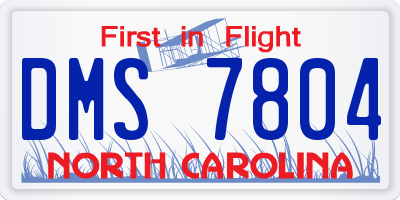 NC license plate DMS7804
