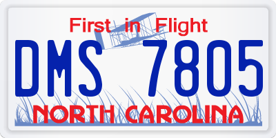 NC license plate DMS7805