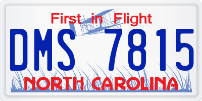 NC license plate DMS7815