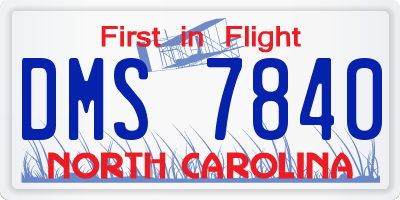 NC license plate DMS7840