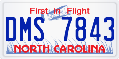 NC license plate DMS7843
