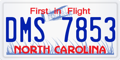NC license plate DMS7853
