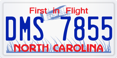 NC license plate DMS7855