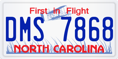 NC license plate DMS7868