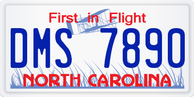 NC license plate DMS7890
