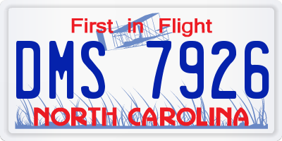 NC license plate DMS7926