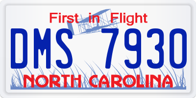 NC license plate DMS7930