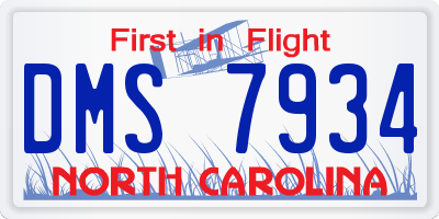 NC license plate DMS7934