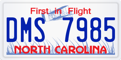 NC license plate DMS7985