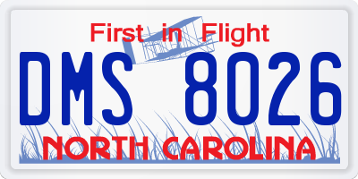 NC license plate DMS8026