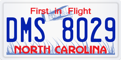 NC license plate DMS8029