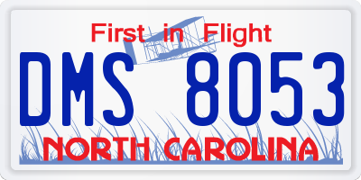 NC license plate DMS8053