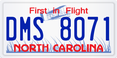 NC license plate DMS8071