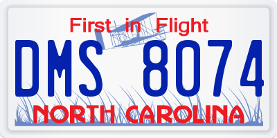 NC license plate DMS8074