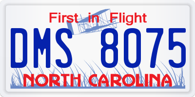 NC license plate DMS8075