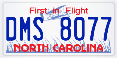 NC license plate DMS8077