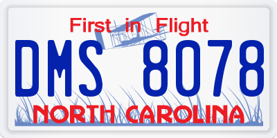 NC license plate DMS8078