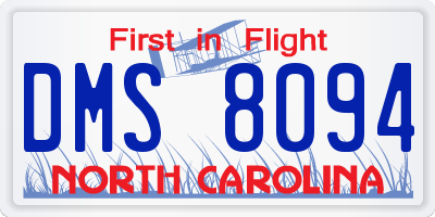 NC license plate DMS8094