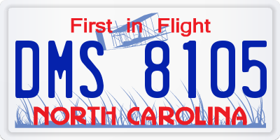 NC license plate DMS8105