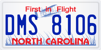 NC license plate DMS8106
