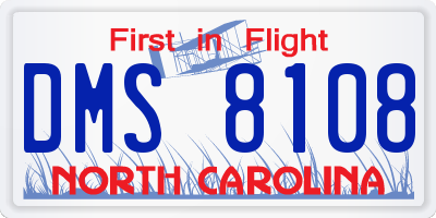 NC license plate DMS8108