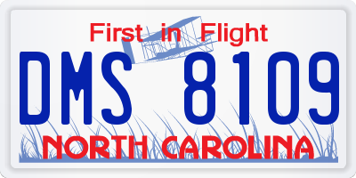 NC license plate DMS8109
