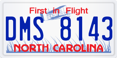 NC license plate DMS8143
