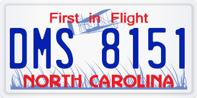 NC license plate DMS8151