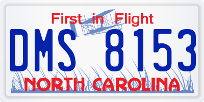 NC license plate DMS8153