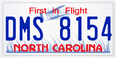 NC license plate DMS8154
