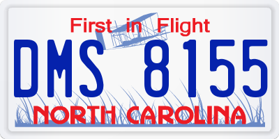 NC license plate DMS8155