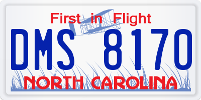 NC license plate DMS8170