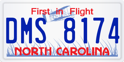 NC license plate DMS8174
